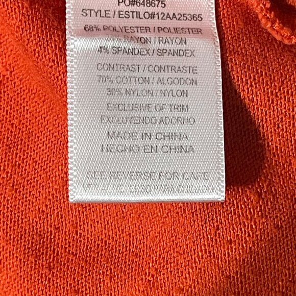 Rust Orange Halo Womens Size L Top W/ Lace Detailing 3/4 Sleeves & High-Low Hem - Picture 6 of 8